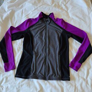 Xersion Slim Fit Purple/Black Long Sleeve Zip Jacket Size L